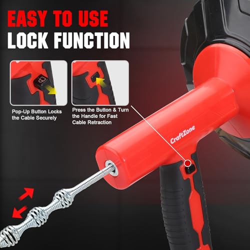Drain Auger 33 Ft with Easy Cable Rewind System, Plumbing - Image 3
