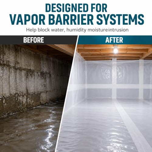 4" x 180' Vapor Barrier Tape, 9 Mil White Polyethylene Insulation - Image 5