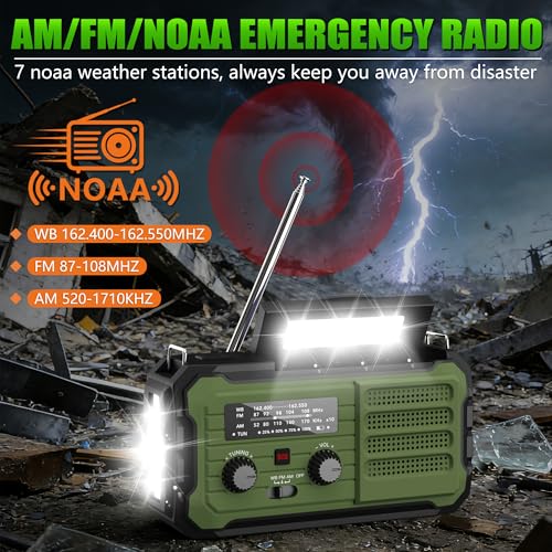 Emergency Radio Hand Crank Solar, 10000mAh/37000mWh Emergency - Image 3