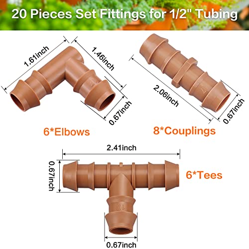 Drip Irrigation Fittings Kit for 1/2 Inch Tubing, 20 Pieces Drip - Image 3