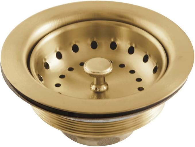 Kingston Brass K111BBB Tacoma Stainless Steel Kitchen Sink Basket Strainer, Brushed Brass