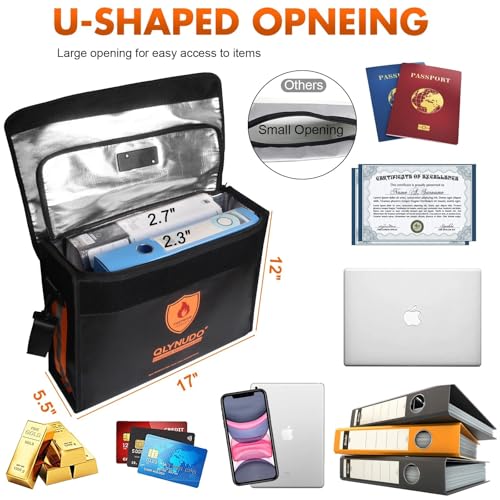 Large Fireproof Bag for Documents, Fire Safe Box for 3-Ring - Image 7