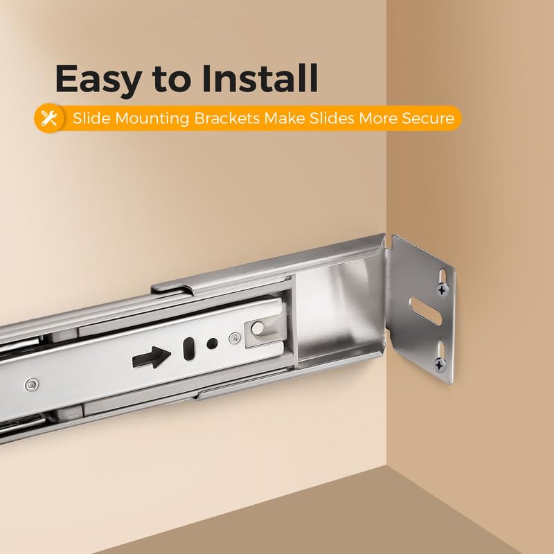 22 Inch Soft Close Drawer Slides, Side Mount Ball Bearing - Image 3