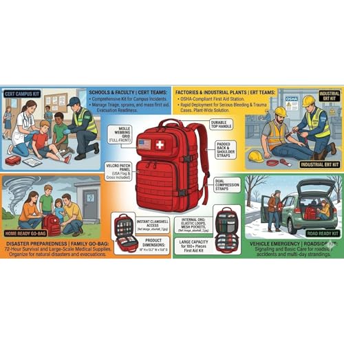 NOVO Red First Aid Backpack Empty, First aid Back Pack - Image 6