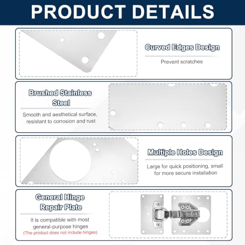 uxcell 12Pcs Cabinet Hinge Repair Plate Kit 90x50mm C-Type - Image 4