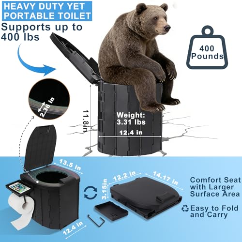 82.7Inch Tall Shower Tent and Camping Toilet | Travel Essentials - Image 4