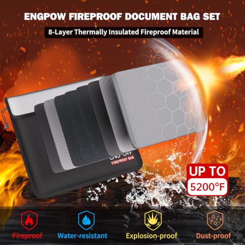 ENGPOW Fireproof Document Bag (13.5"x10.2") with Bonus Pouch - Image 4