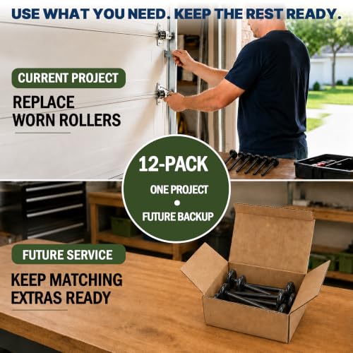 12 Pack 2" Nylon Garage Door Rollers with 6200RS Bearings, 4" - Image 8