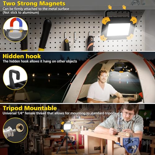 T-SUN Rechargeable LED Work Light,Cordless Work Light,2 Pack - Image 6