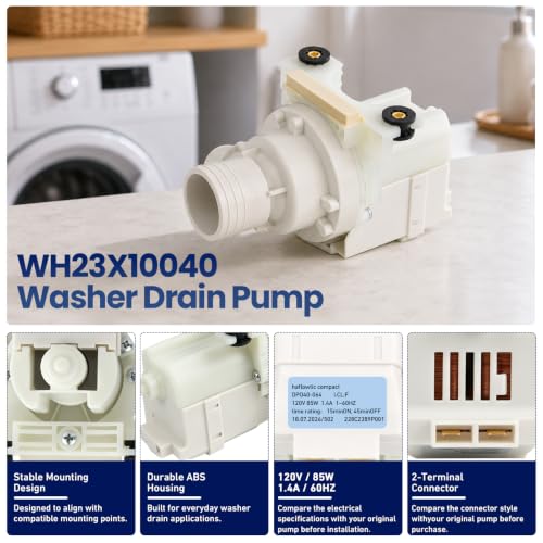 WH23X10040 DP040-064 Washer Drain Pump Replacement, 228C2389P001 - Image 7