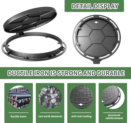 Cast Iron Manhole Cover and Frame, 16" B125 Septic Tank Lid - Image 4