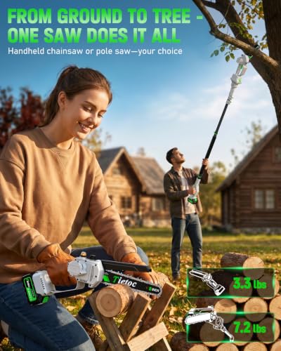 TIETOC 2-in-1 Brushless Pole Saw for Tree Trimming – 8/6" - Image 7