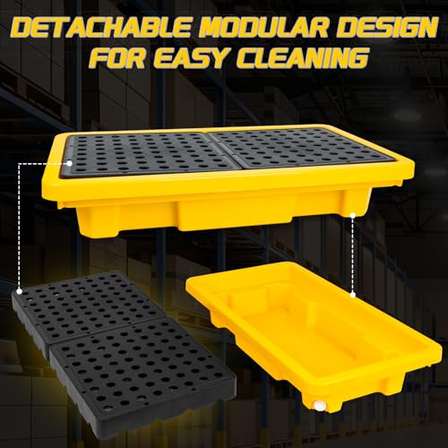 2 Drum Spill Containment Pallet, Leakproof Spill Tray with Drain - Image 6