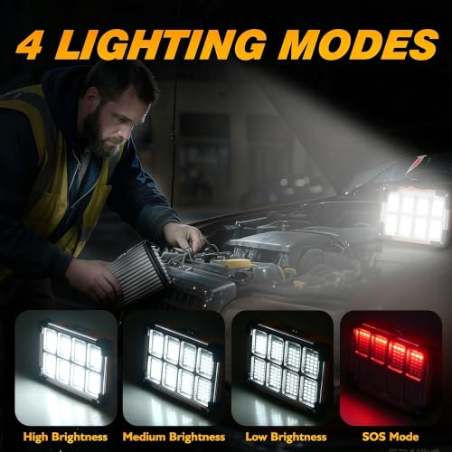 120W Solar Rechargeable 144 LED Work Light, 10000LM Flood Light - Image 5
