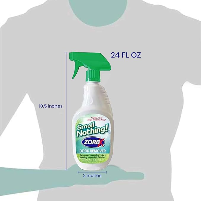 ZORBX Smell Nothing Odor Remover Spray 24 FL Oz – Unscented & Perfume Free Odor Absorber for Strong Odors - Advanced Odor Neutralizer & Pet Odor Remover for Couch, Car, Carpet & Diaper Pail Smells