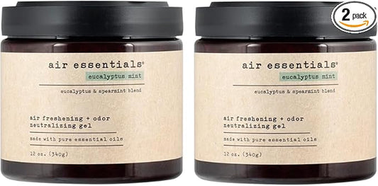 Air Essentials Air Freshener & Odor Neutralizer Gel - 12 oz, Pack of 2 - Odor Eliminator - Made with Pure Essential Oils - Eucalyptus Mint Scent