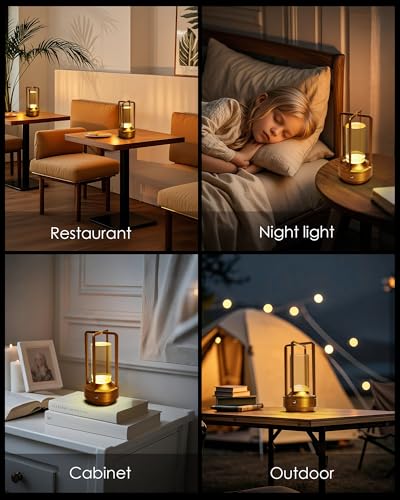 Set of 2 Cordless Table Lamps Rechargeable LED Desk Lamps Gold - Image 7