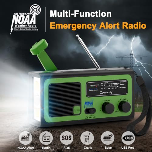 Dreamsky NOAA Emergency Radio Weather Alert with Hand Crank Solar - Image 3
