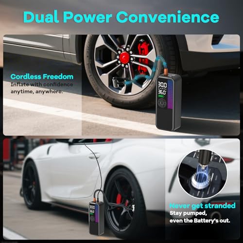 Tire Inflator Portable Air Compressor, Cordless Bike Pump - Image 4
