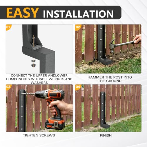 Fence Post Repair Kit – Heavy Duty Anchor for Leaning Wood - Image 4