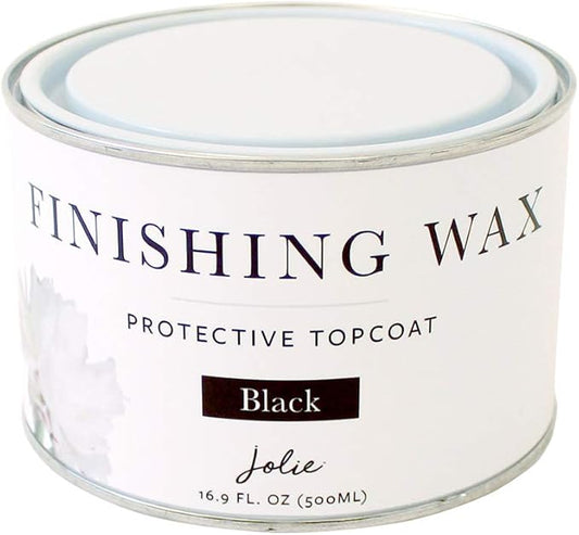 Jolie Finishing Wax - Chalk Finish Paint Wax - Use on wood or matte finish painted interior furniture, cabinets- Odor-Free, Non-Hazardous (500mL, Black)
