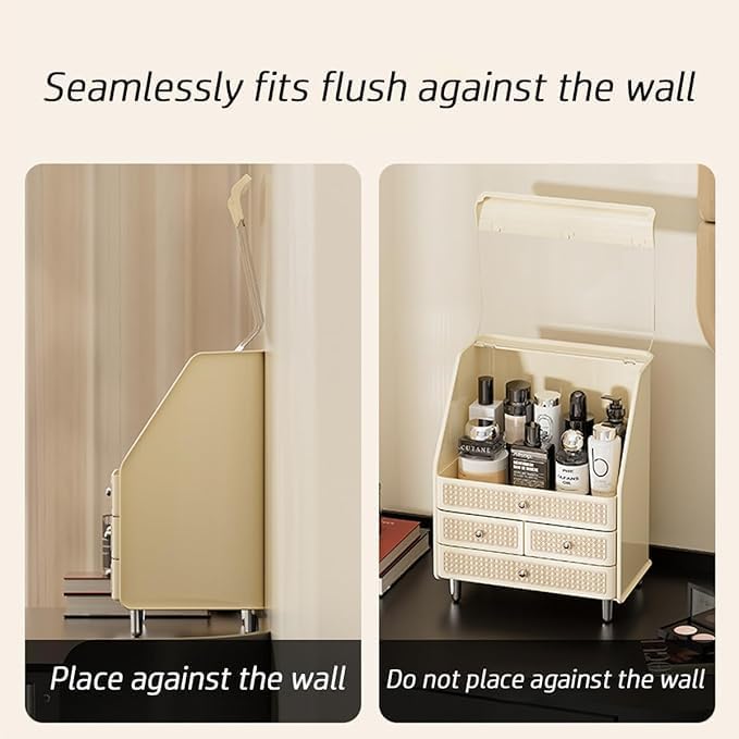 Large Cosmetic Storage Box Dustproof And Waterproof. Display Case with Drawers Countertop Vanity Organizer for Skincare, Lipsticks, Perfume – Bathroom Cosmetic Storage Display Box (Black)