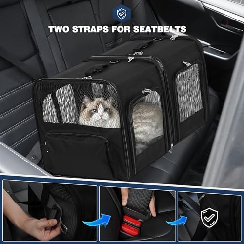 Large Cat Carrier for 2 Cats with Travel Litter Box, 2-in-1 - Image 3
