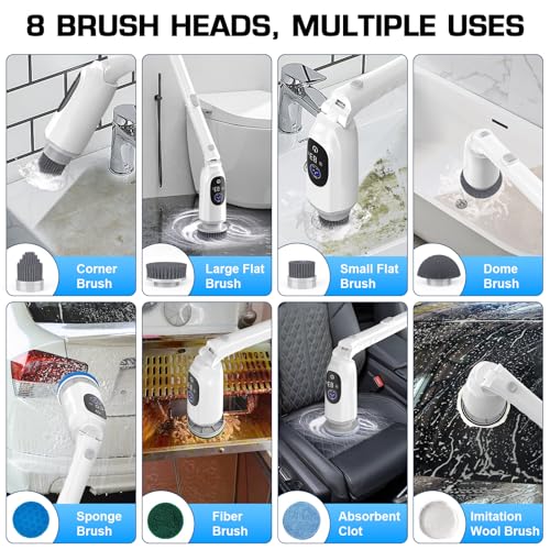 Electric Spin Scrubber, 200Mins Runtime Bathroom Scrubber - Image 8