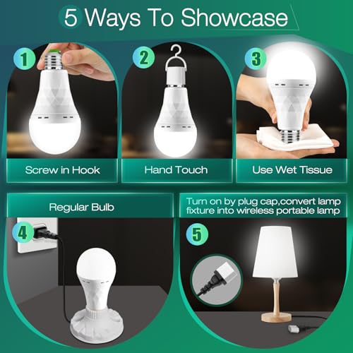 Emergency Rechargeable Light Bulb with Hook,Stay Lights Up - Image 6