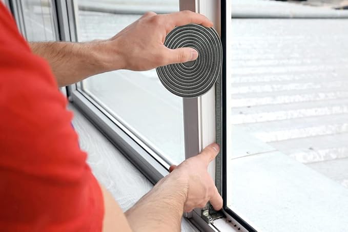 Bruiefpap 24.6FT Weather Stripping for Doors and Windows, Self-Adhesive Window Insulation for Winter, Weatherstrip for Draft Stopper, Soundproofing, Dustproof, 0.35'' Wide x 0.6'' Thick, Grey