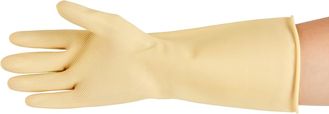 Restaurantware-Clean Tek Professional 22 Mil Small Cleaning Gloves, 1 Pair Of Long Cuff Gloves - No-Slip Grip, No-Powder, Yellow Latex Gloves For Kitchen Cleaning, Ideal For Washing Dishes
