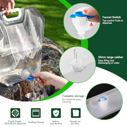 Cooltto 2 Pack 1.3 Gallon Premium Collapsible Water - Image 4