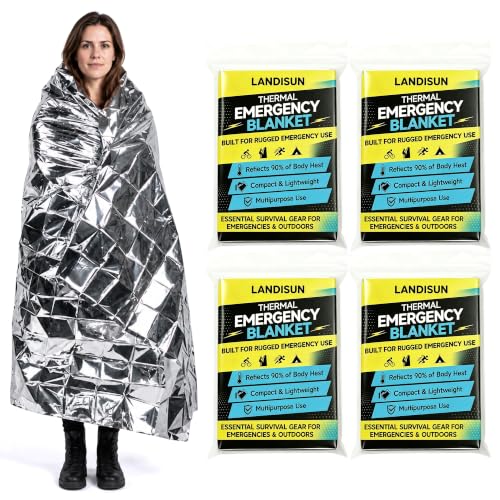 Emergency Blanket Thermal Space Mylar Blankets 4Packs - Image 2