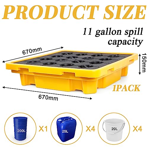 1 Drum Spill Containment Pallet with Drain Anti Slip, 26.4 x 26.4 - Image 3