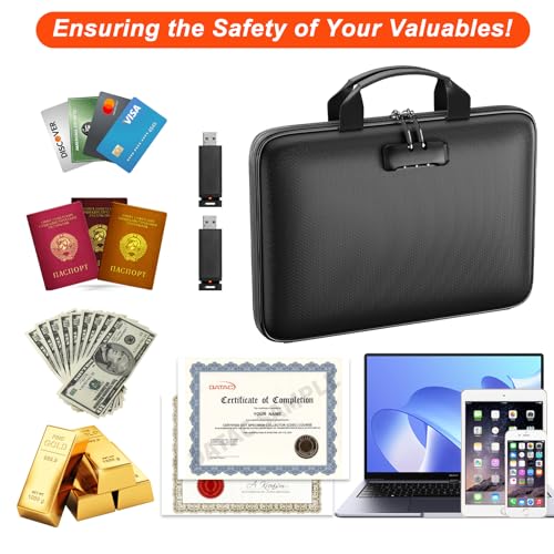 Fireproof File Organizer with Lock, Hard-Shell Document Box - Image 6