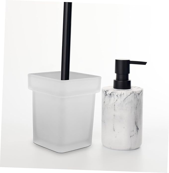 Unomor Heavy Duty Toilet Brush Holder Ceramic Bowl Brush Cup Slip Design for Easy Storage Cleaning
