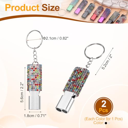 Bling Whistle Metal Crystal Whistles with Key Ring - Image 3