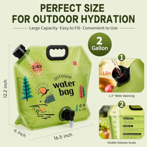2 Pack Camping Water Container, 2 Gallon Collapsible Water - Image 3