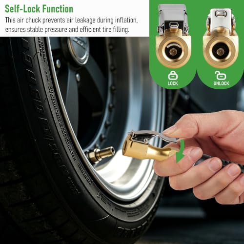 Lock On Air Chuck with Clip, 1/4" NPT Closed Flow Tire - Image 4