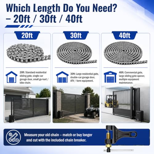 30ft #41 Roller Chain Compatible with Gate Openers, Garage Door - Image 7