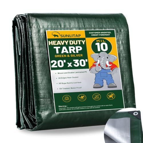 20x30Ft Large Heavy Duty Waterproof Poly Tarp Cover, Green - Image 2