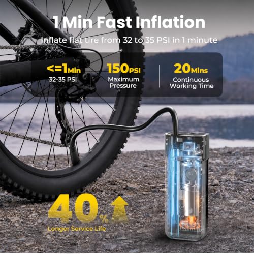 Mini Bike Tire Pump,150PSI Electric Bicycle Pump with Digital - Image 7