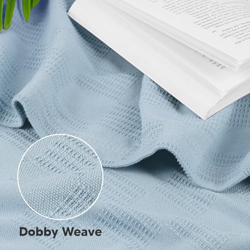 Utopia Bedding 100% Cotton Thermal Blanket Sky Blue Twin, 90x72 - Image 6