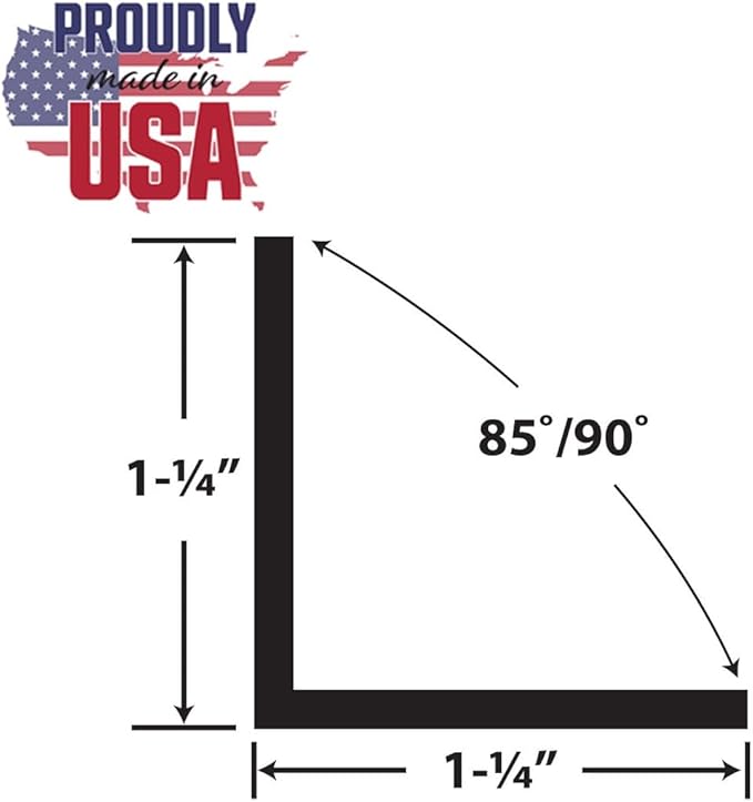 Outwater Plastics 1937-Bk Black 1-1/4 Inch X 1-1/4 X 7/64 (.109) Inch Thick Angle Plastic Even Leg Angle Moulding 46 Inch Lengths (Pack of 3)