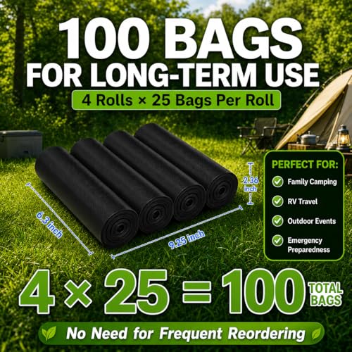 Portable Toilet Bags, 100 Pack Biodegradable Camping - Image 3