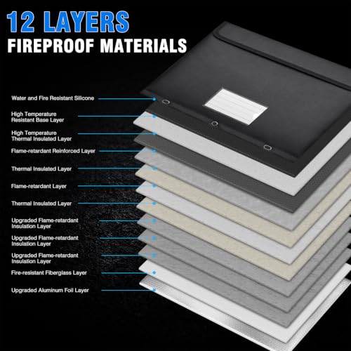 Fireproof 3 Ring Binder Pocket, Document Bag Side Loading, Black - Image 4