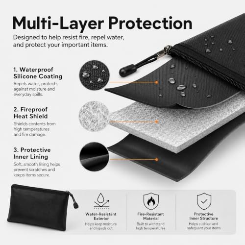 Fireproof Document Bags 2 Pack, Water-Resistant Document - Image 5