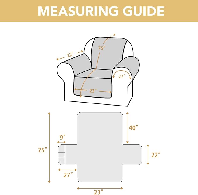 H.VERSAILTEX 100% Waterproof Armchair Covers Thick Durable Couch Covers Triple Nonslip Furniture Protector for Dogs, Children, Pets, Machine Washable (Chair, Lily Pad)