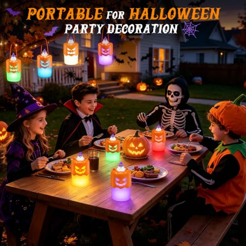 2 Pack Halloween Pumpkin Lanterns, Light Up Jack O Lantern - Image 6