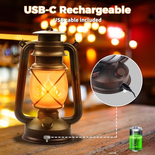 2 Pack Bronze Vintage 4 Modes Rechargeable Lanterns with Remote - Image 3